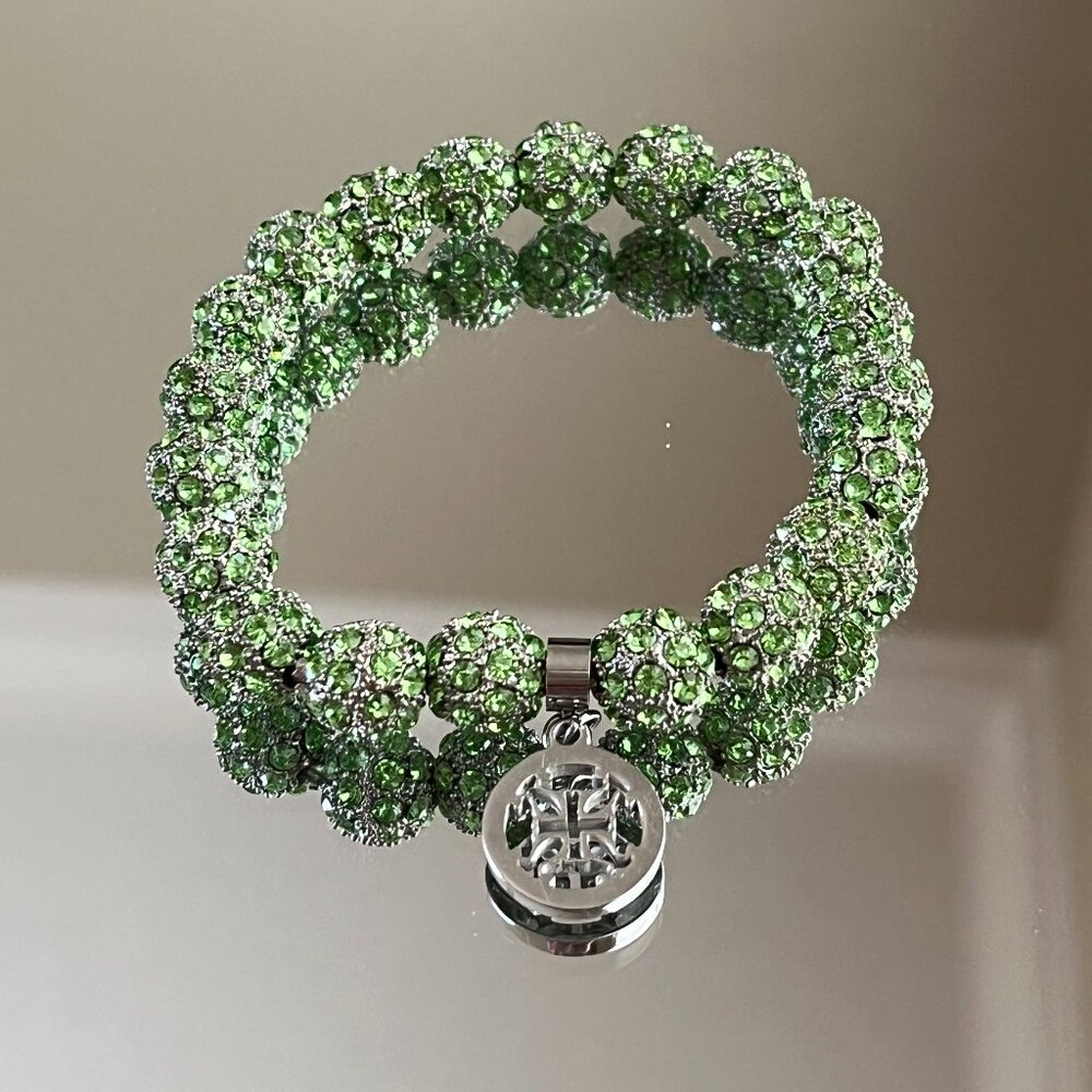 Rustic Cuff Metal Stainless Steel Shambala Beaded Stretch Bracelet